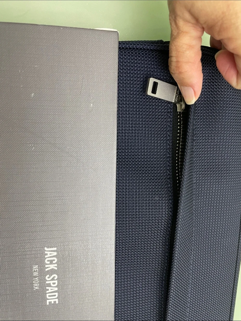 Jack Spade Navy Nylon Laptop Sleeve with Front Zip Pocket